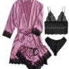 Baby Doll Conjuntos de Pijama Cetim Lace Satin