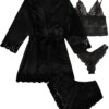 Baby Doll Conjuntos de Pijama Cetim Lace Satin