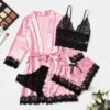 Baby Doll Conjuntos de Pijama Cetim Lace Satin