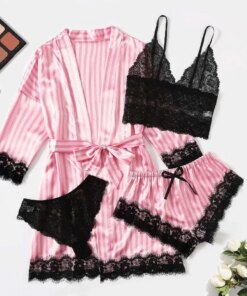 Baby Doll Conjuntos de Pijama Cetim Lace Satin