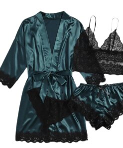 Baby Doll Conjuntos de Pijama Cetim Lace Satin