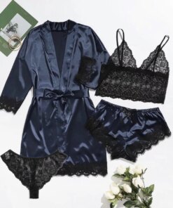 Baby Doll Conjuntos de Pijama Cetim Lace Satin