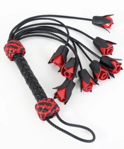 Chicote Flogger de Couro Ponteira Flores Rose Whip