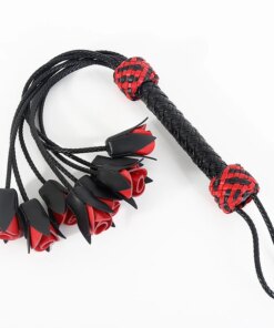 Chicote Flogger de Couro Ponteira Flores Rose Whip