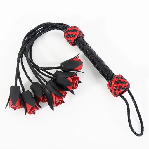 Chicote Flogger de Couro Ponteira Flores Rose Whip