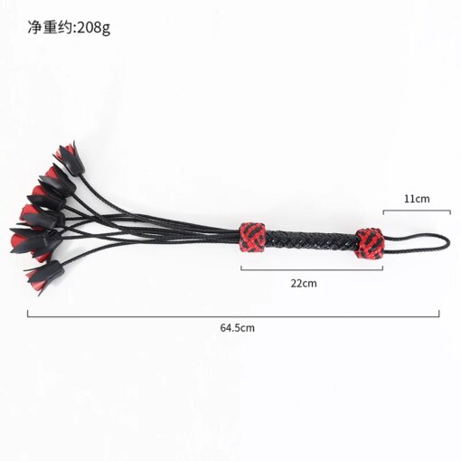 Chicote Flogger de Couro Ponteira Flores Rose Whip