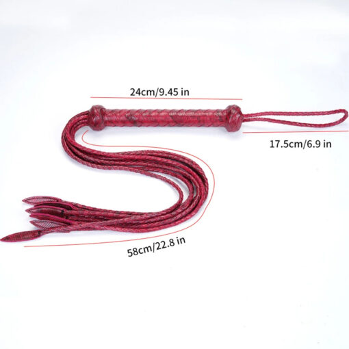 Chicote Trançado de Couro Whip Flogger com Alça e Ponteiras - Image 3