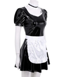 Vestido Lolita Empregada Francesa Com Avental Sexy Maid - Em Vinil