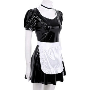 Vestido Lolita Empregada Francesa Com Avental Sexy Maid - Em Vinil