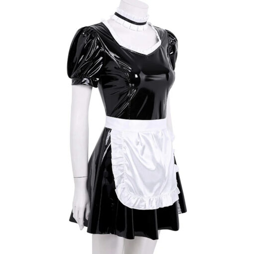 Vestido Lolita Empregada Francesa Com Avental Sexy Maid - Em Vinil