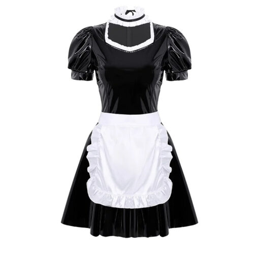 Vestido Lolita Empregada Francesa Com Avental Sexy Maid - Em Vinil - Image 5