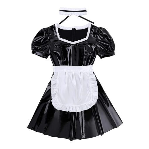 Vestido Lolita Empregada Francesa Com Avental Sexy Maid - Em Vinil - Image 6