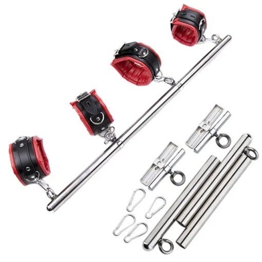 Conjunto Barra de Contenção Algemas e Tornozeleiras Ajustável BDSM