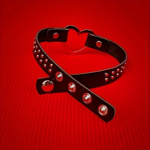 Gargantilha de Couro Leather Choker Coração - Image 3