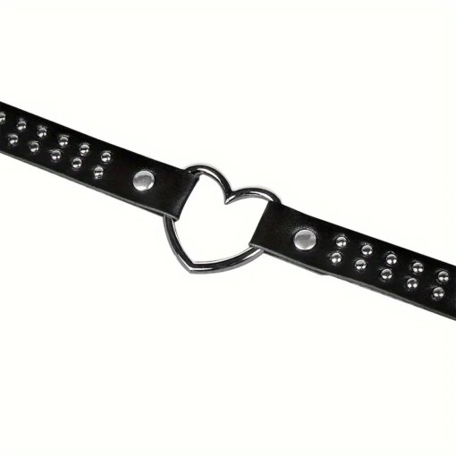 Gargantilha de Couro Leather Choker Coração - Image 5