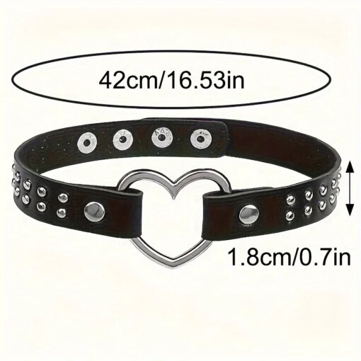 Gargantilha de Couro Leather Choker Coração - Image 4