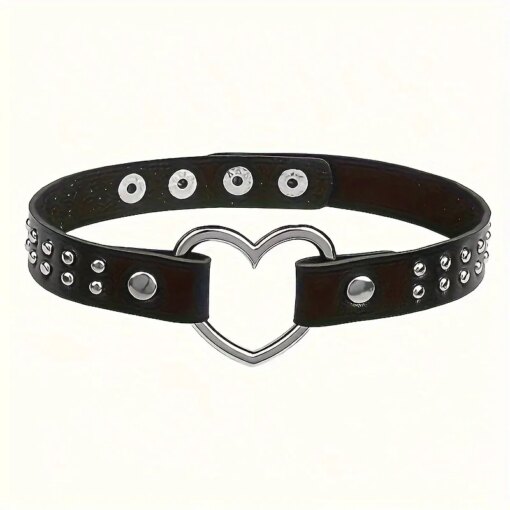 Gargantilha de Couro Leather Choker Coração - Image 6