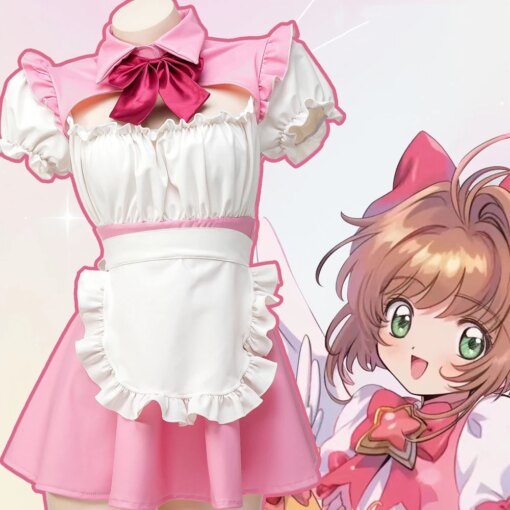 Fantasia Empregada Lolita Anime Cosplay Costume Pink Sexy Maid - Image 6