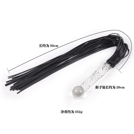 Chicote Flogger de Couro com Empunhadura de Vidro Para Inserção - Image 2