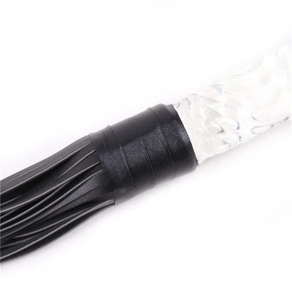 70CM Glass Handle Premium PU Leather Tassel Horse Whip Equestrian Riding Crop Whips for Horse Training