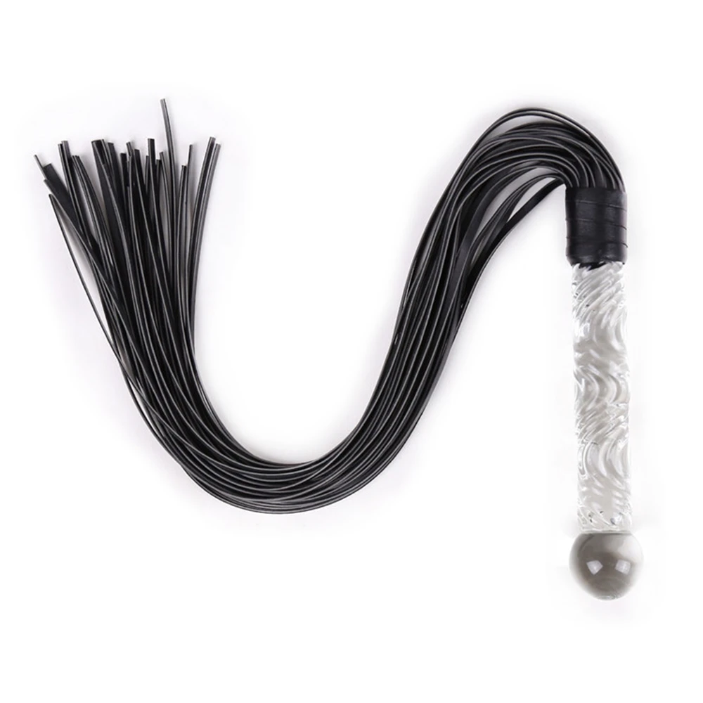 70CM Glass Handle Premium PU Leather Tassel Horse Whip Equestrian Riding Crop Whips for Horse Training