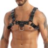 Arnês Masculino de Couro com Rebites – Ajustável e Estilo Fetish