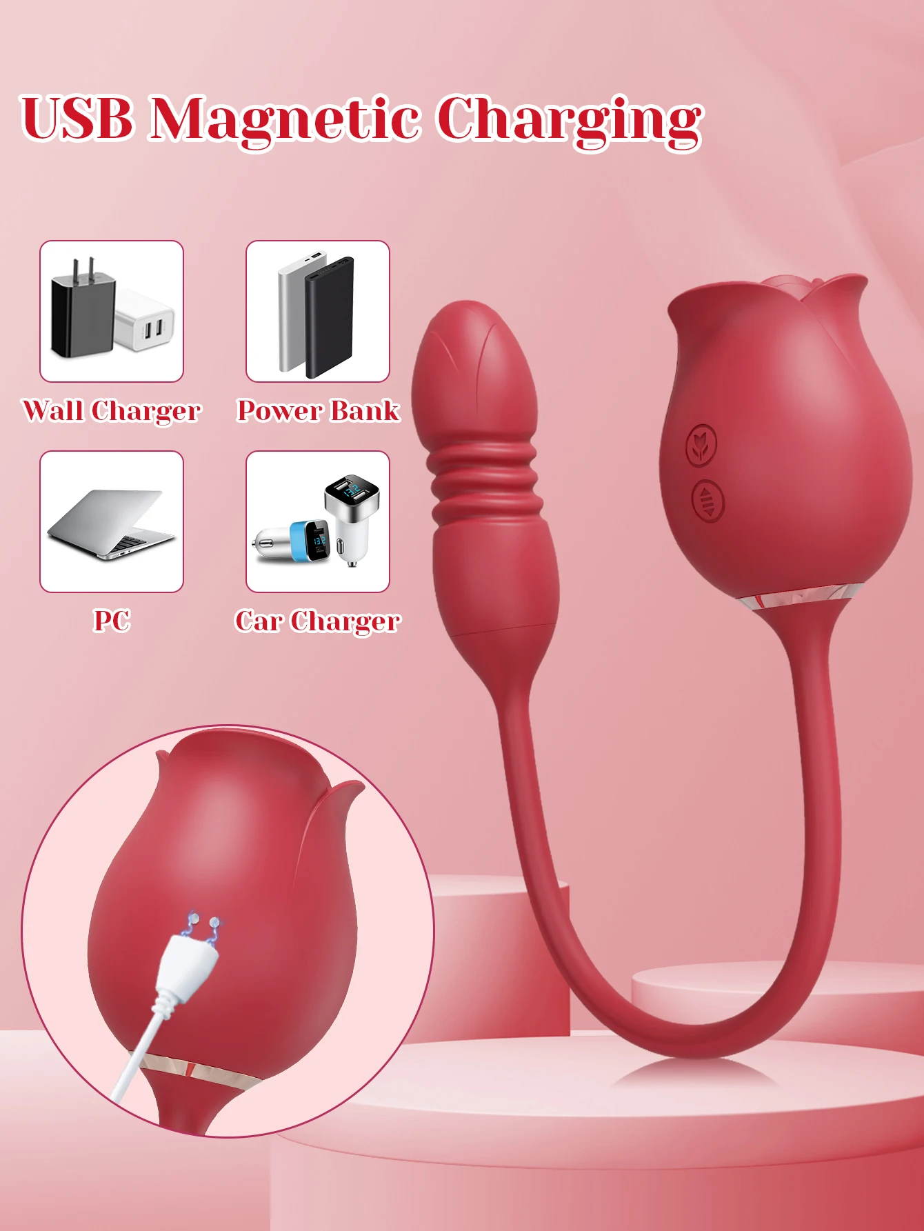 Rose Sucking Sex Toys Dildo Vibrator for Women 3in1 Thrusting G Spot Anal Vibrators Stimulator Female Vibrating Egg Adult Toys