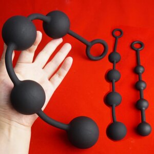 Plug Anal com Bolas de Silicone – Longo, Flexível e com Alça de Segurança