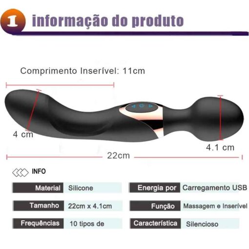 Vibrador Grande Magic Wand Duplo Motor Super Potente - Imagem 4