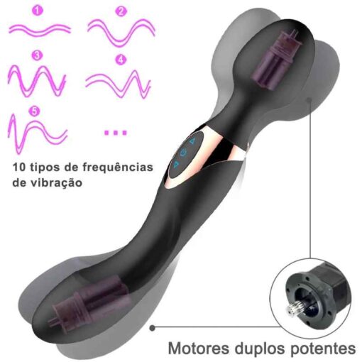 Vibrador Grande Magic Wand Duplo Motor Super Potente - Imagem 5