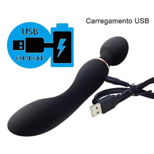 Vibrador Grande Magic Wand Duplo Motor Super Potente - Imagem 2