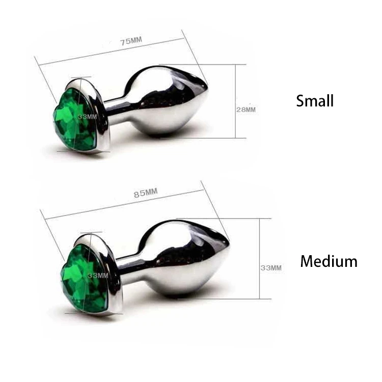 3 Pcs Stainless Steel anal plug Butt Stimulator Toys Smooth Metal Crystal Jewelry Heart Shaped Sex Toys for Couples gay Anal