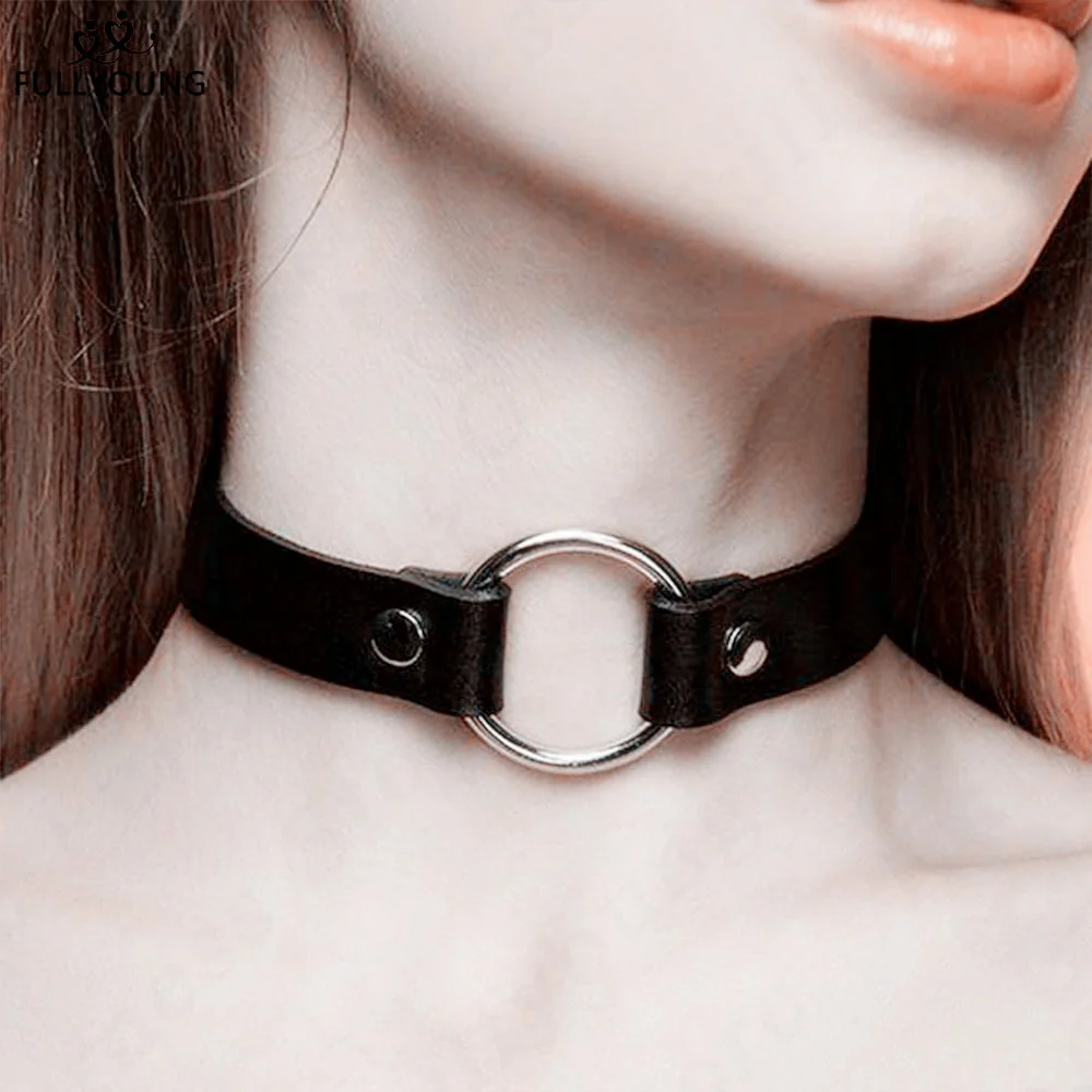 New Woman Black Punk Choker Collar Necklace Pu Leather Goth Rivets Choker Necklace Pendientes Party Club Gothic Femme Jewelry