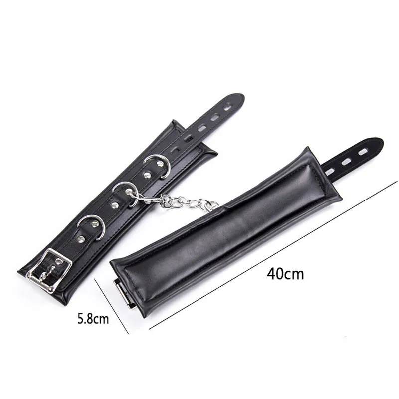 Algemas de esponja de couro preto para sexo tornozelo algemas bondage com bloqueio de corrente restrições brinquedos sexuais para jogos adultos bdsm bondage conjunto