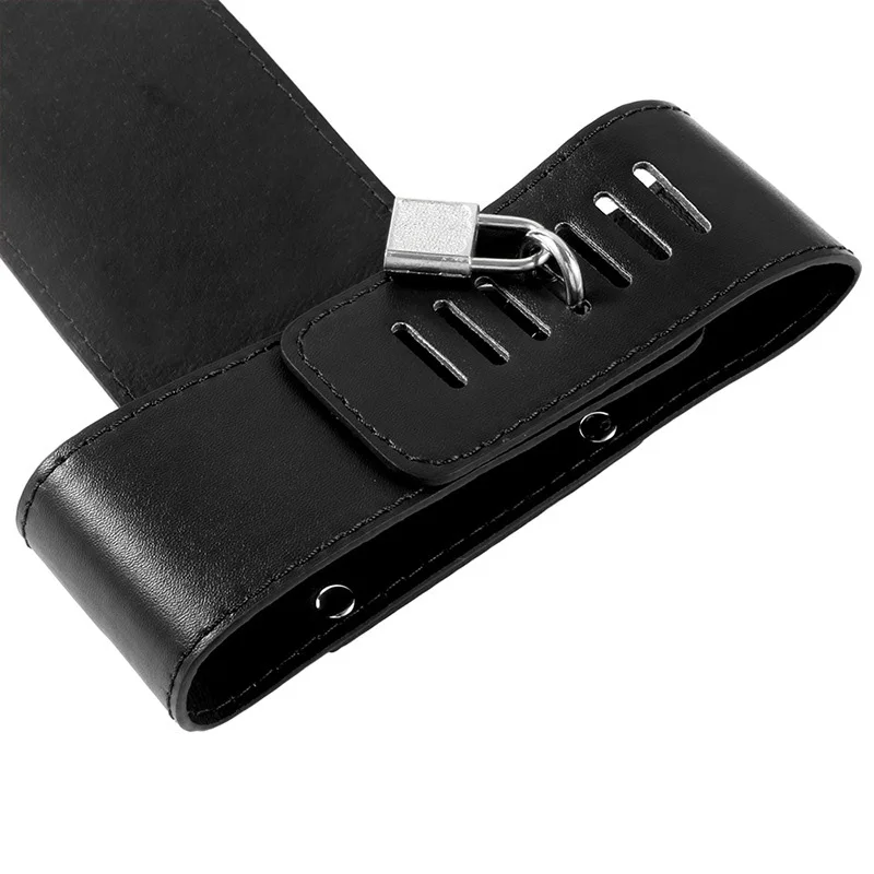 Cinto preto BDSM Bondage, Couro de corpo inteiro, Correias de retenção, Mão atrás das costas, Braço Bondage, Mangas de luva ligante, Atadura Sexual