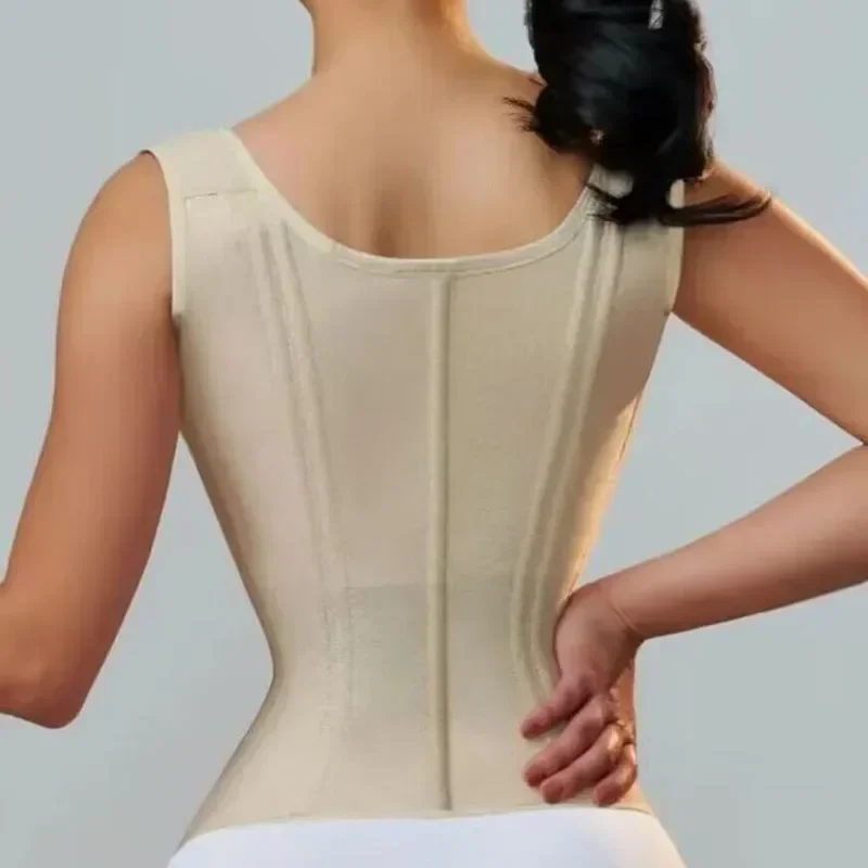 Fajas colombianas corpo shaper shapewear feminino colete topos dupla compressão cintura trainer espartilho zíper ajustável e gancho-olhos