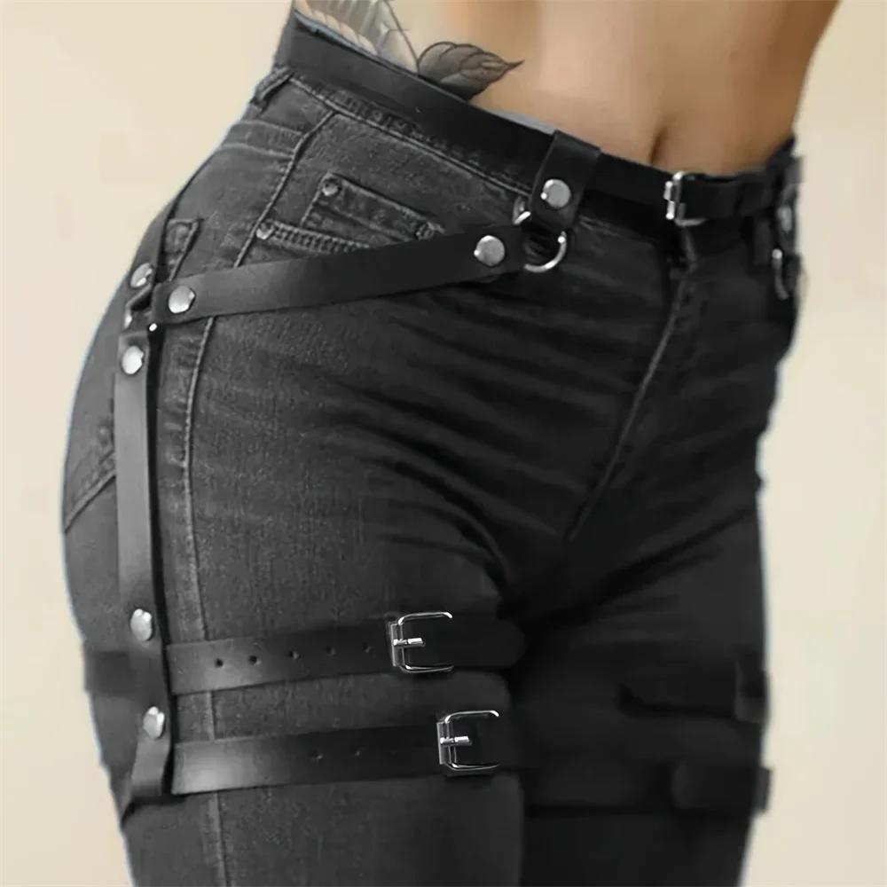 Estilo punk y2k moda cinto de couro do plutônio para mulheres cinto suspensórios corpo espartilho acessórios