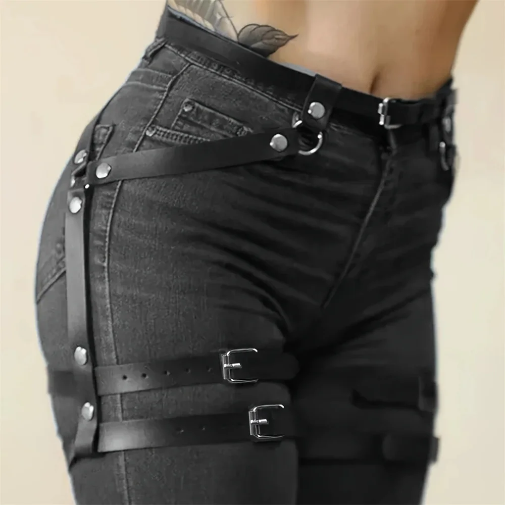Estilo punk y2k moda cinto de couro do plutônio para mulheres cinto suspensórios corpo espartilho acessórios