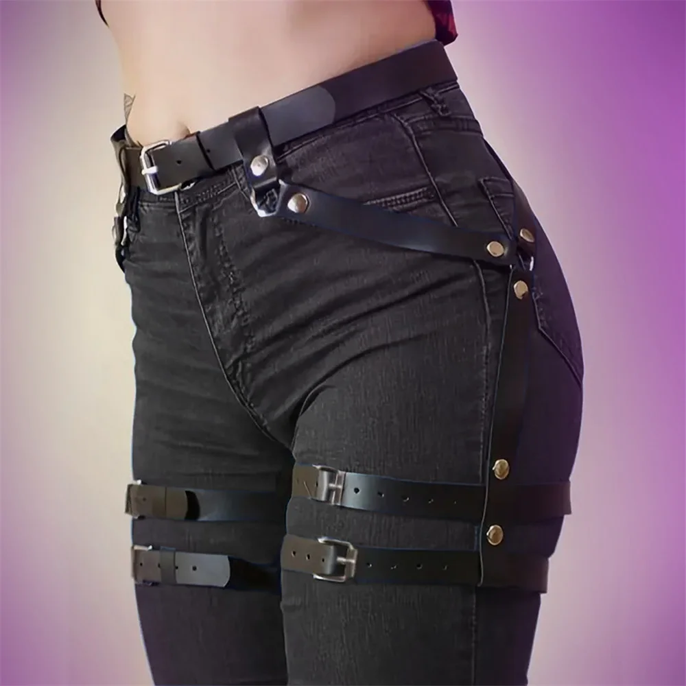 Estilo punk y2k moda cinto de couro do plutônio para mulheres cinto suspensórios corpo espartilho acessórios