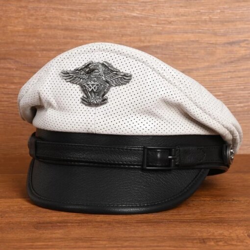 Boné Militar Masculino em Couro Genuíno - Imagem 2