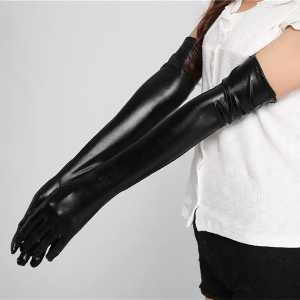 Adulto sexy luvas longas de látex preto senhoras hip-pop fetiche luvas de couro falso clubwear sexy catsuit cosplay trajes acessório Adulto sexy luvas longas de látex preto senhoras hip-pop fetiche luvas de couro falso clubwear sexy catsuit cosplay trajes acessório