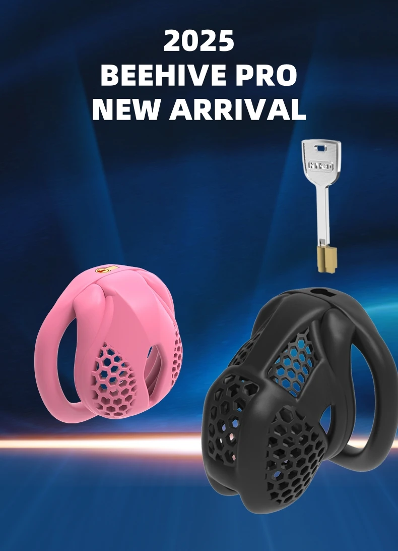 2025 novo colmeia pro dispositivo de castidade masculino respirável galo gaiola mini bloqueio com 4 anéis pênis bondage fetiche brinquedo sexual adulto para homem