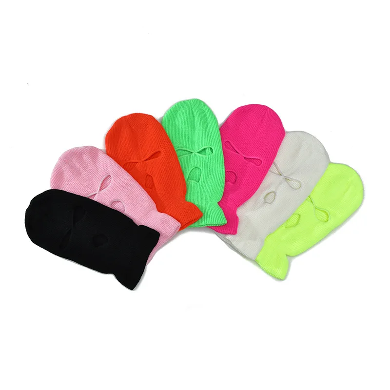 2022 nova capa facial completa máscara de esqui chapéu 3 buracos balaclava exército tático cs gorros de malha à prova de vento gorro inverno quente unisex bonés
