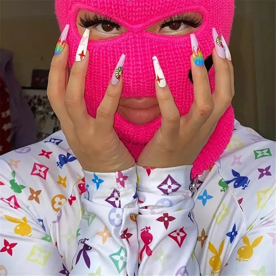 2022 nova capa facial completa máscara de esqui chapéu 3 buracos balaclava exército tático cs gorros de malha à prova de vento gorro inverno quente unisex bonés