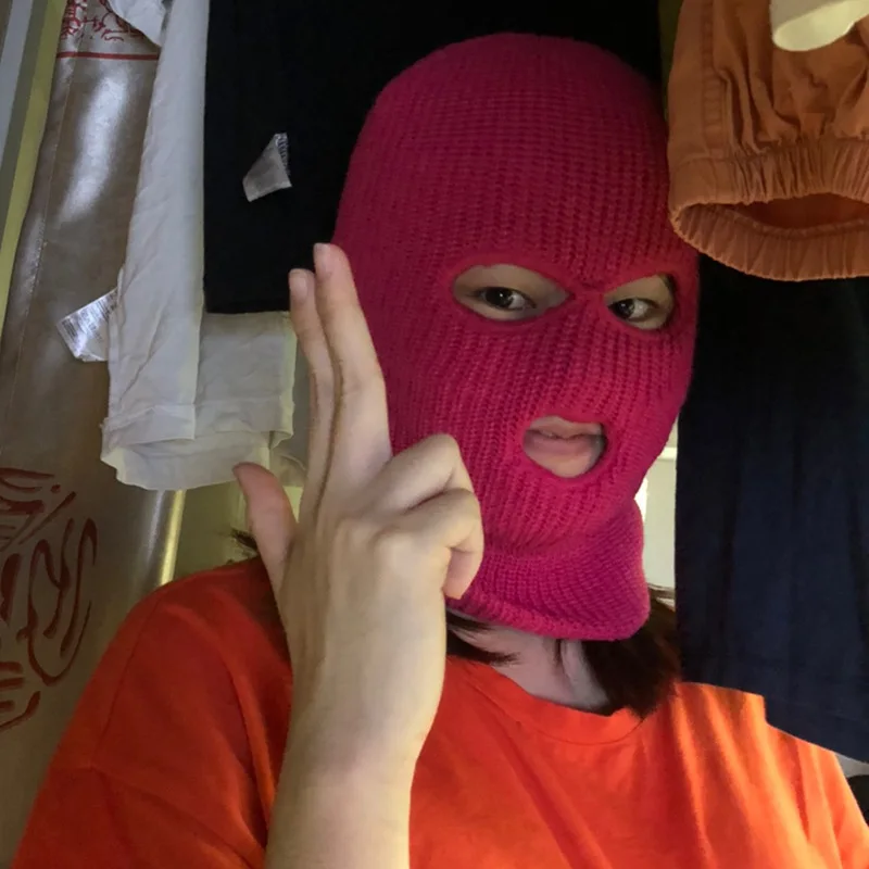 2022 nova capa facial completa máscara de esqui chapéu 3 buracos balaclava exército tático cs gorros de malha à prova de vento gorro inverno quente unisex bonés