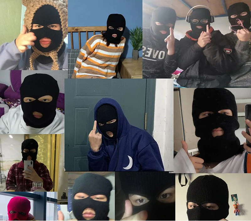 2022 nova capa facial completa máscara de esqui chapéu 3 buracos balaclava exército tático cs gorros de malha à prova de vento gorro inverno quente unisex bonés
