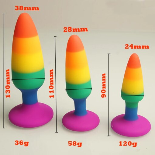 Plugue Anal Arco-Íris em Silicone Líquido com Ventosa - Imagem 6