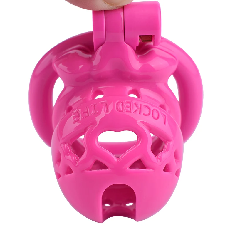 FRRK-dispositivo de gaiola de castidade para homens adultos, vida padrão do galo bloqueado, 4 anéis penis básicos, brinquedos sexuais BDSM rosa, quente