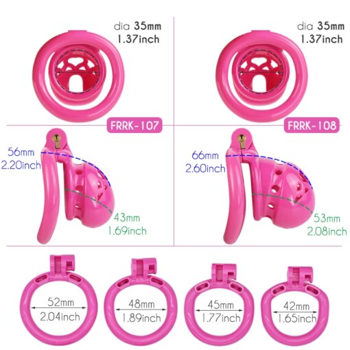 Gaiola de Castidade Masculina Rosa FRRK com 4 Anéis - Imagem 2
