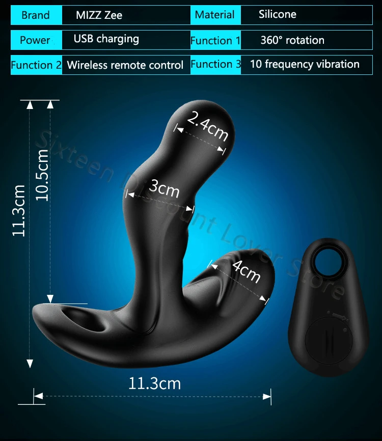 Vibrador de massagem de próstata para homens, brinquedos sexuais, rotação de 360 graus, plug anal vibratório, massageador anal Vibrador de massagem de próstata para homens, brinquedos sexuais, rotação de 360 graus, plug anal vibratório, massageador anal